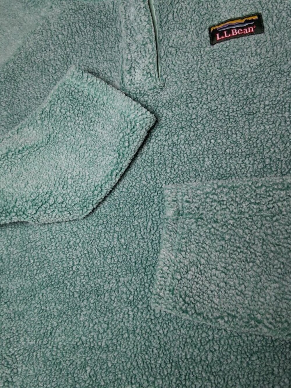 LL Bean Fleece Jacket Women S Green Tumbled Sherpa Gorpcore Outdoors Pullover Sn - Picture 9 of 12